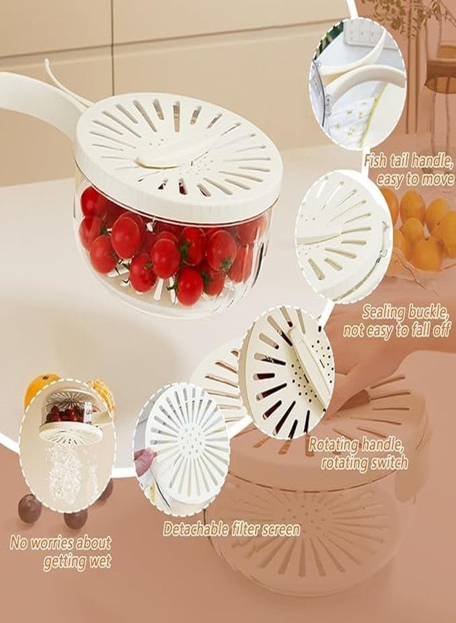 VYOM TRADING 2 in 1 Drainer and Strainer, Draining Basket with Lid, Multifunctional Fruit Vegetable Washing Basket, Drainer with Foldable Handle, Kitchen Colander Bowl Set for Fruit Vegetable Noodle - Image 3